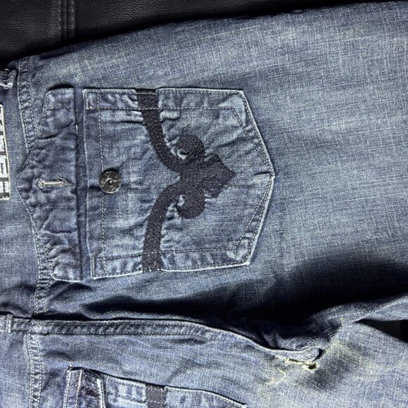 Helix Men’s Relaxed Bootcut Jeans 36x34 Blue Western Rodeo Denim Embroidered - Picture 8 of 13